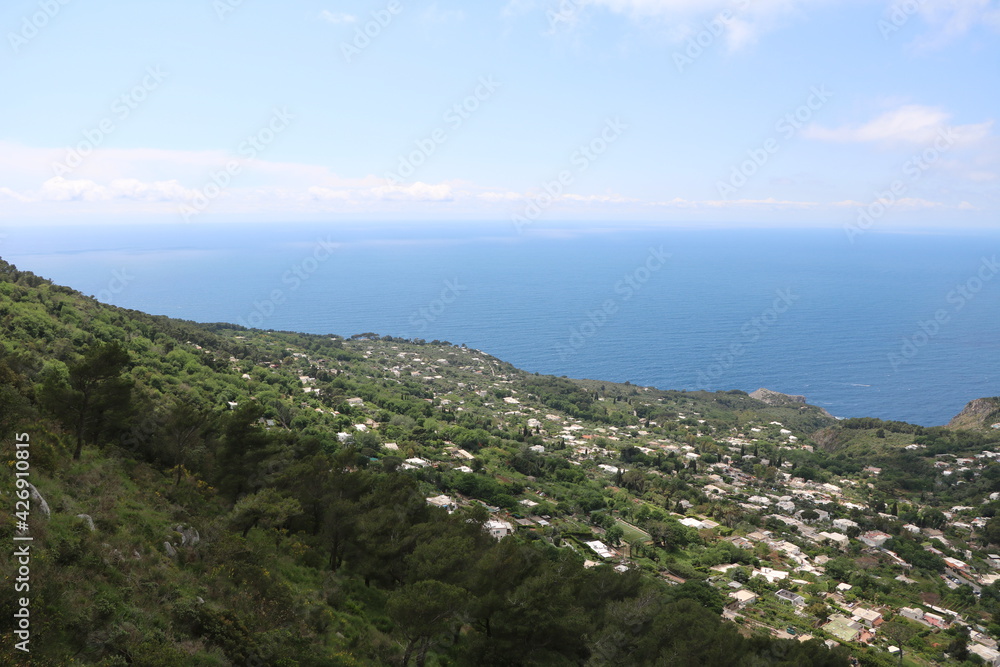 Landscape around mountain Monte Solaro of Capri island, Italy