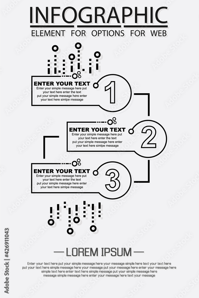 Fototapeta premium Infographic of three simple style options in black and white second edition