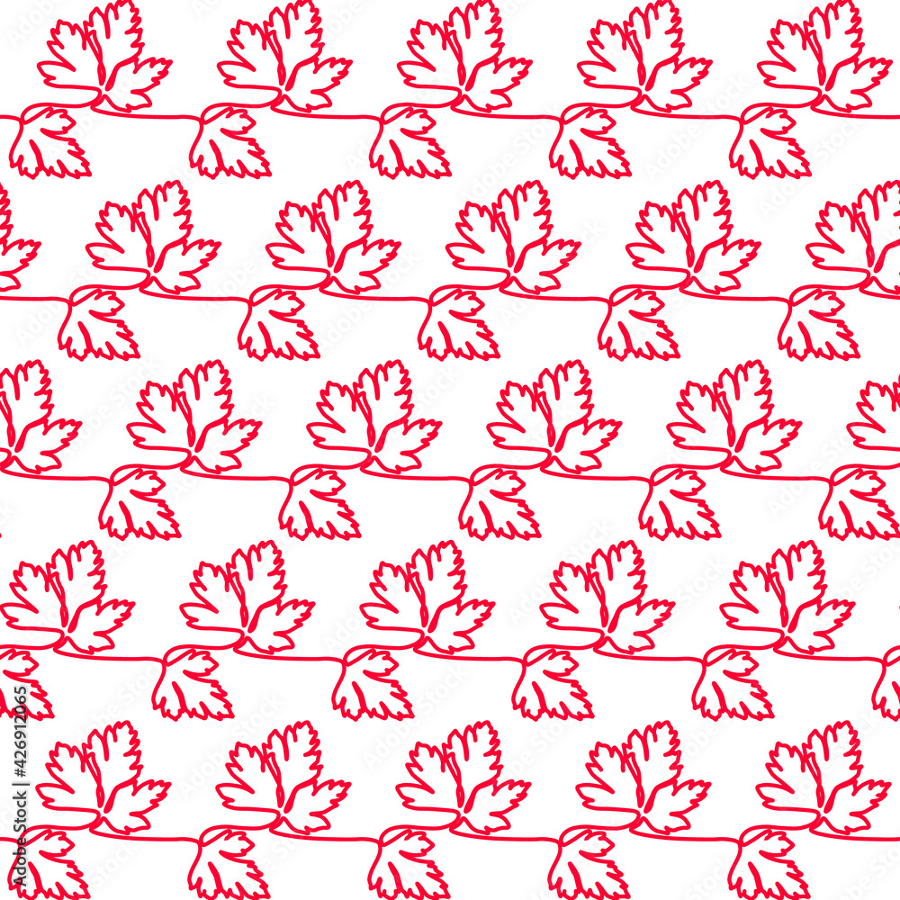 parsley outline garden background red white leaves