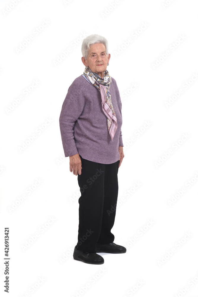 full portrait of a senior woman on white background full portrait of a senior woman on white background