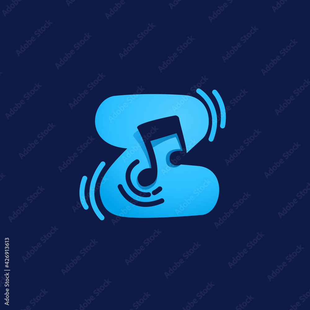 Letter Z logo with musical note. Letter Z logo with musical note.