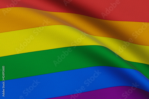 close-up of LGBT+ flag waving in the wind 