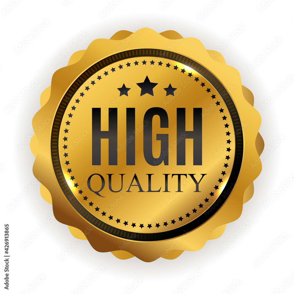 High quality golden label sign. Vector illustration High quality golden label sign. Vector illustration