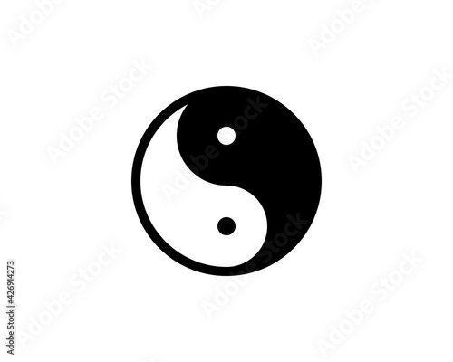 Ying yang symbol for balance and harmony flat vector icon for apps and websites