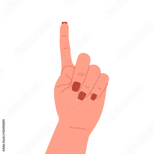 Counting 1 fingers on a hand, isolated on white background, vector illustration