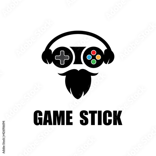simple and cool free game stick icon vector logo