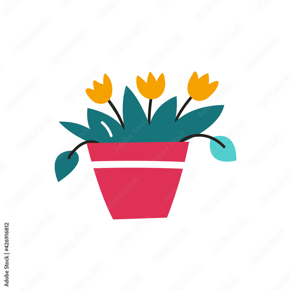 Indoor plant in a pot. Illustration on white background Indoor plant in a pot. Illustration on white background