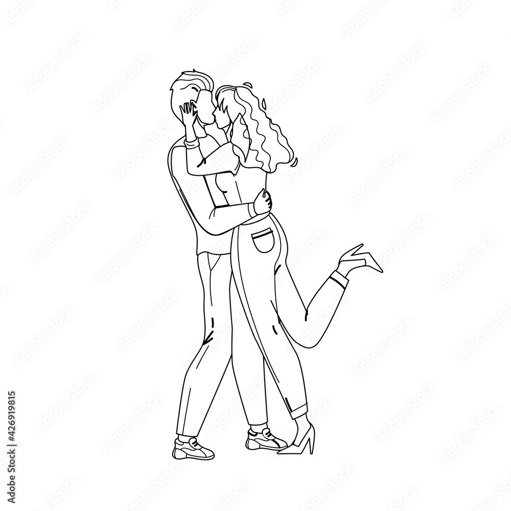 Couple In Love Embracing And Kiss Together Black Line Pencil Drawing Vector. Young Man And Woman Love Embrace And Kissing. Characters Boyfriend And Girlfriend Romantic Relationship Illustration Couple In Love Embracing And Kiss Together Black Line Pencil Drawing Vector. Young Man And Woman Love Embrace And Kissing. Characters Boyfriend And Girlfriend Romantic Relationship Illustration