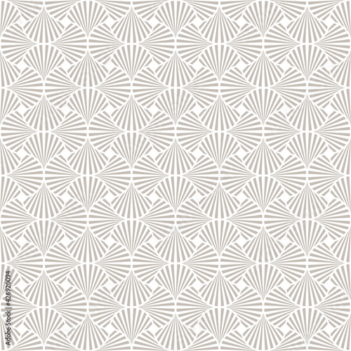 Elegant Retro Art Deco Style Pattern With Curvy Fan Shaped Motifs In A Neutral Dusty Gray Color. 