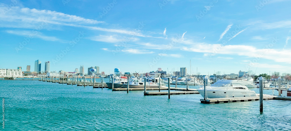 Atlantic  City, USA - March 26, 2021: Kammerman's Marina, Golden nugget. Image 