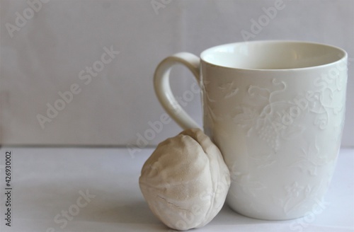 Wallpaper Mural cup ща coffee  and marshmallow on the white background Torontodigital.ca