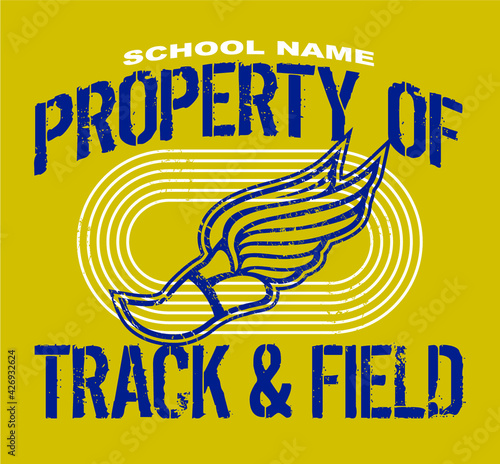 distressed property of track and field team design for school, college or league