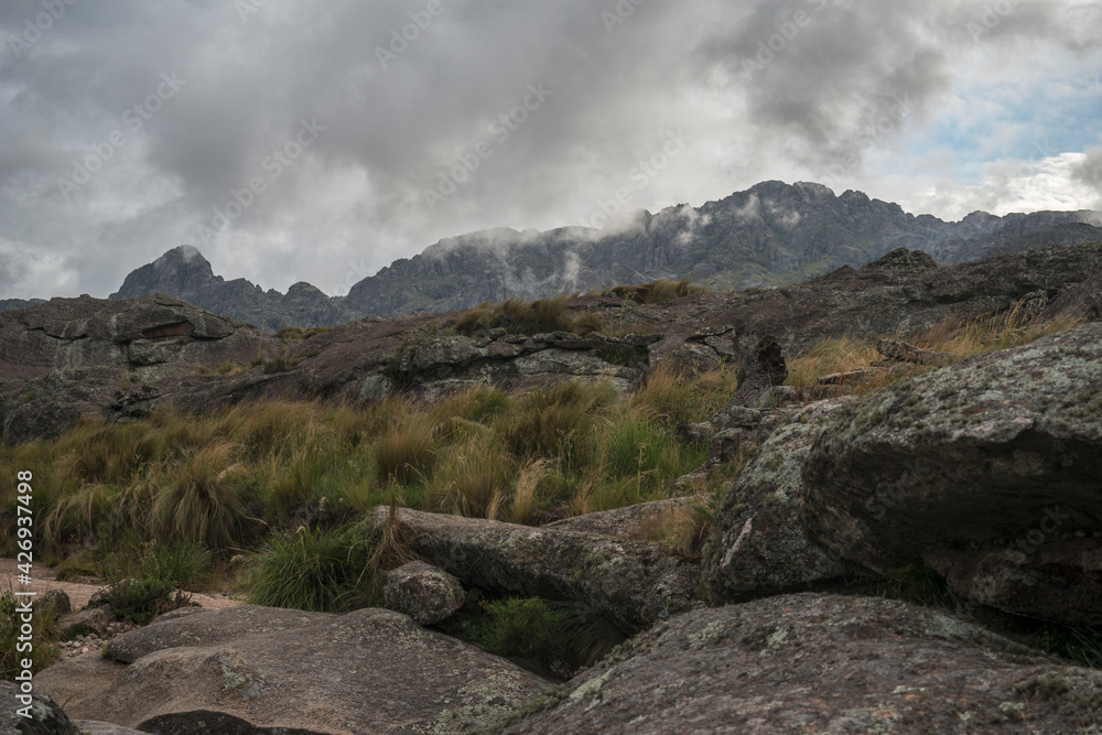 Fototapeta premium mountains surrounded by fog
