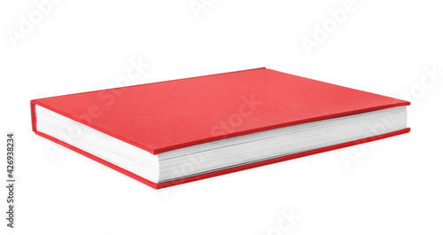 Book with red cover on white background