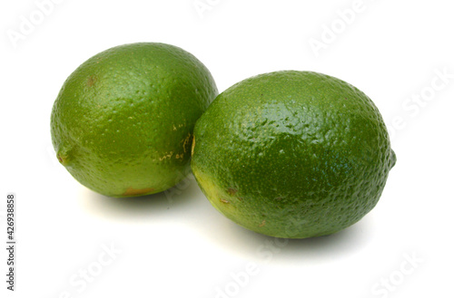Fresh ripe lime isolated on white background 