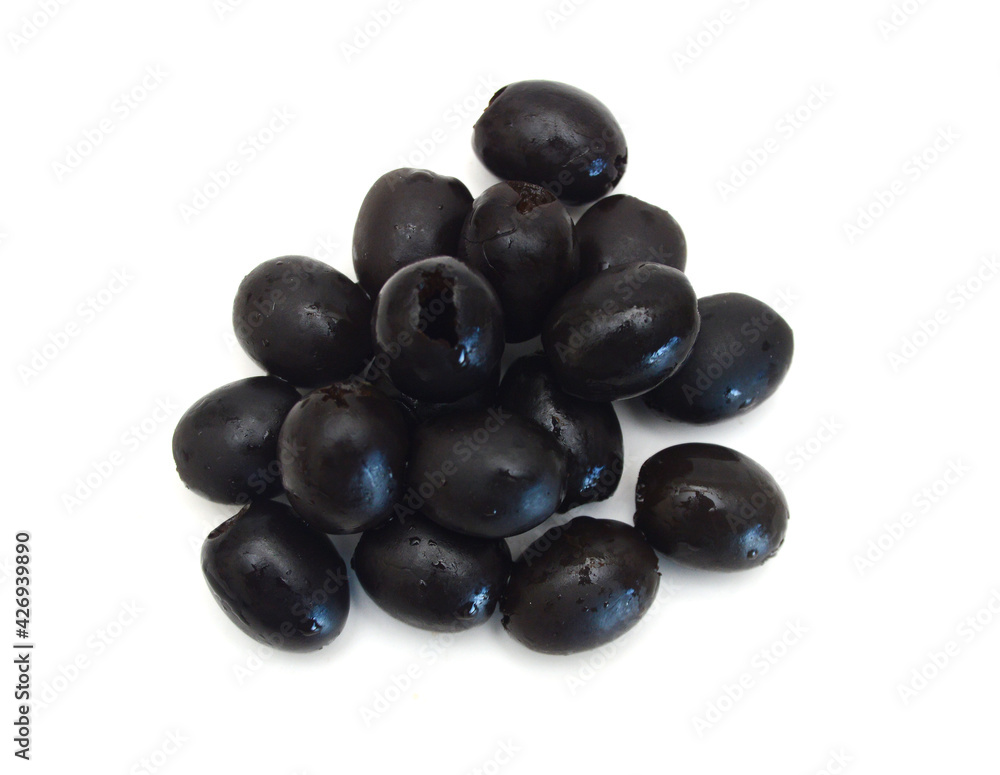 Olives on twig isolated on white background Olives on twig isolated on white background