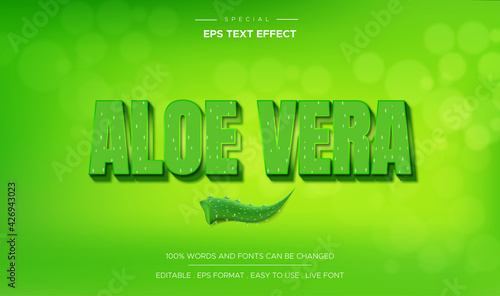 Aloe vera text effect with green color