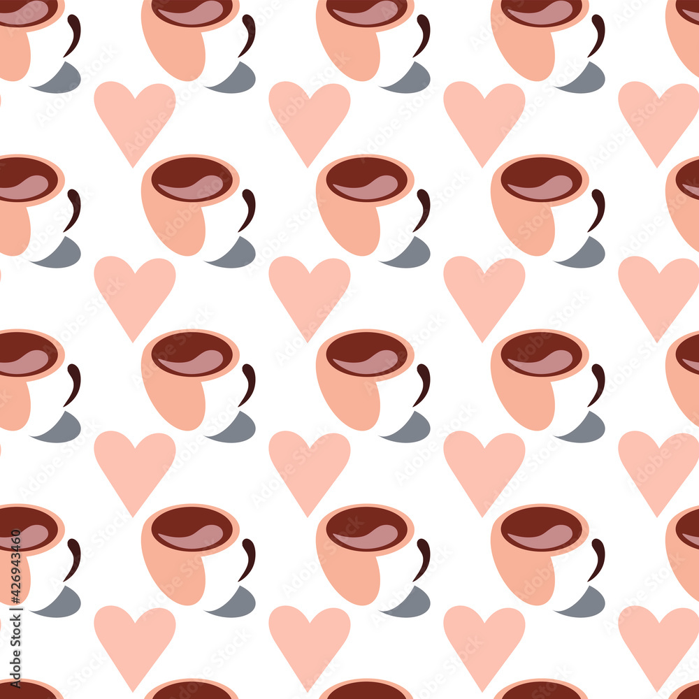 coffee cup and hearts pattern coffee cup and hearts pattern