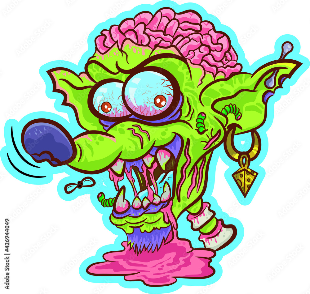 Obraz premium Scary and Terrifying Zombie Mouse. Vector Art.