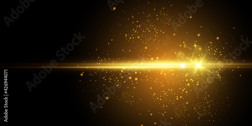 Light speed in space vector background. Luminous lights in the night sky. Vector illustration of radial space speed.