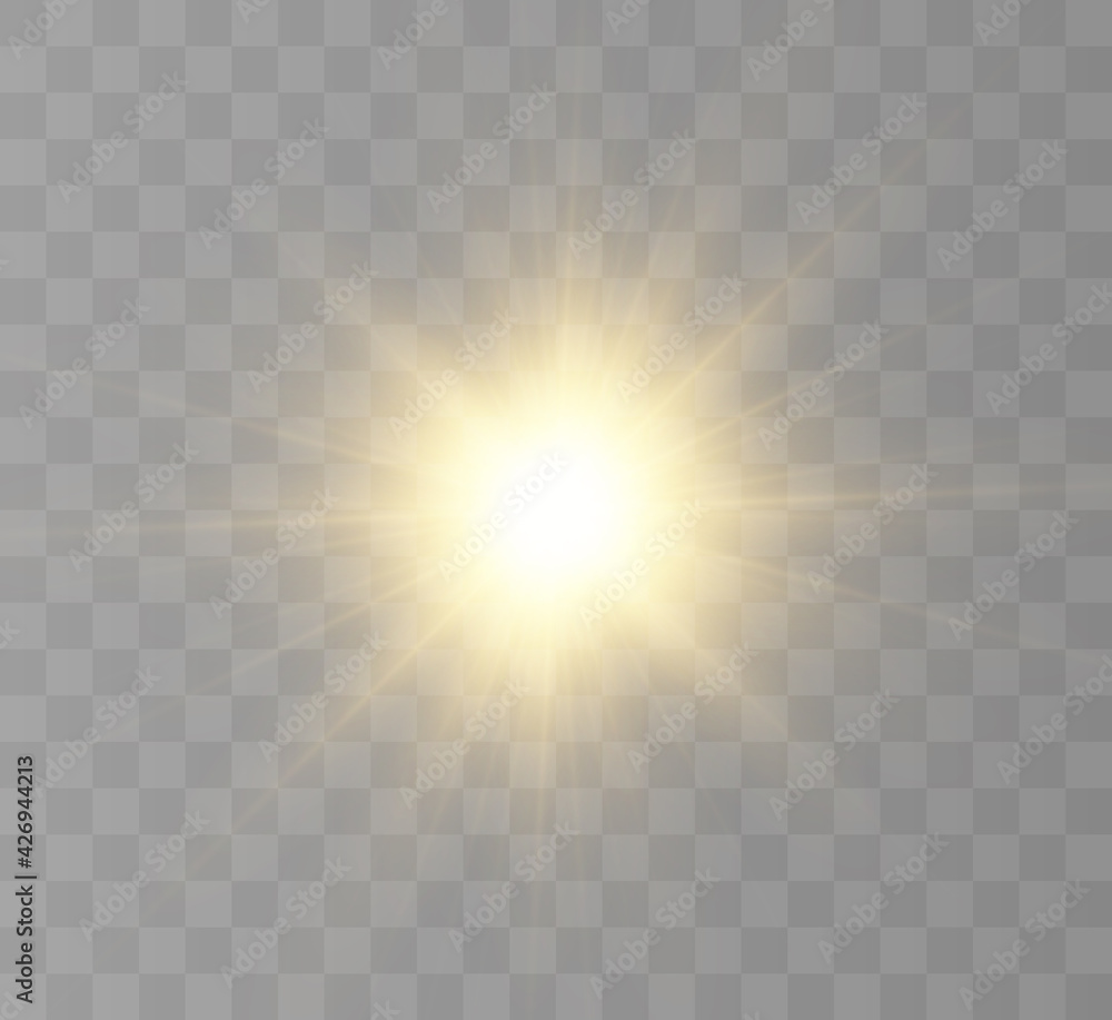 Sun on a transparent background with rays and glare vector illustration. Sun on a transparent background with rays and glare vector illustration.