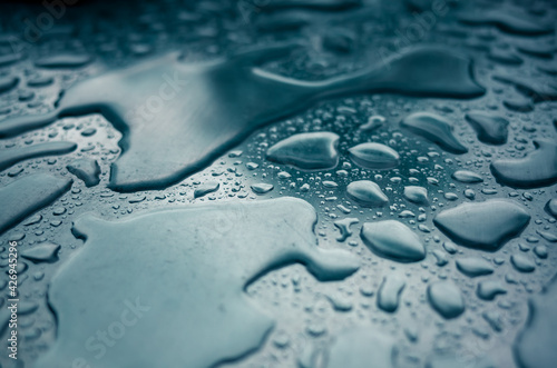 Steel surface with water droplets