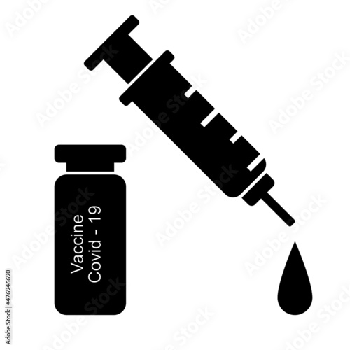 Covid-19 vaccine icon on white background 