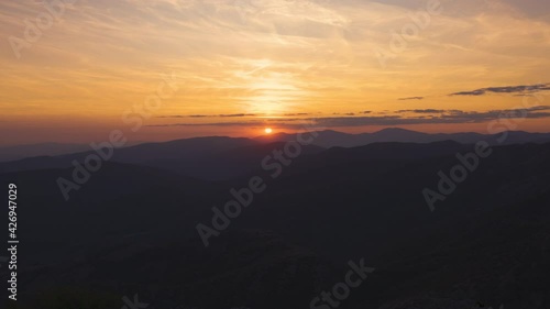 Sunset over mountain hills