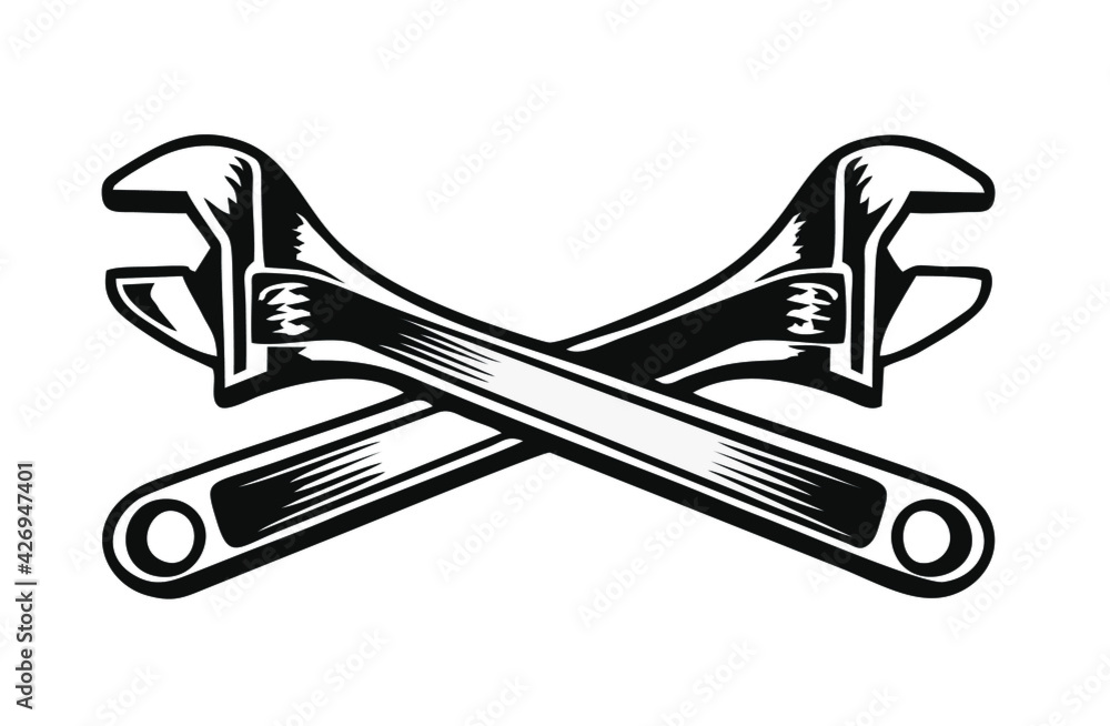 illustration of a wrench with white background เวกเตอร์สต็อก Adobe Stock