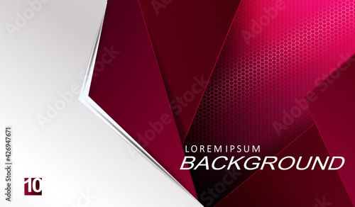 Dark composition with a gradient of red with curtains, abstract white corner with an arrow