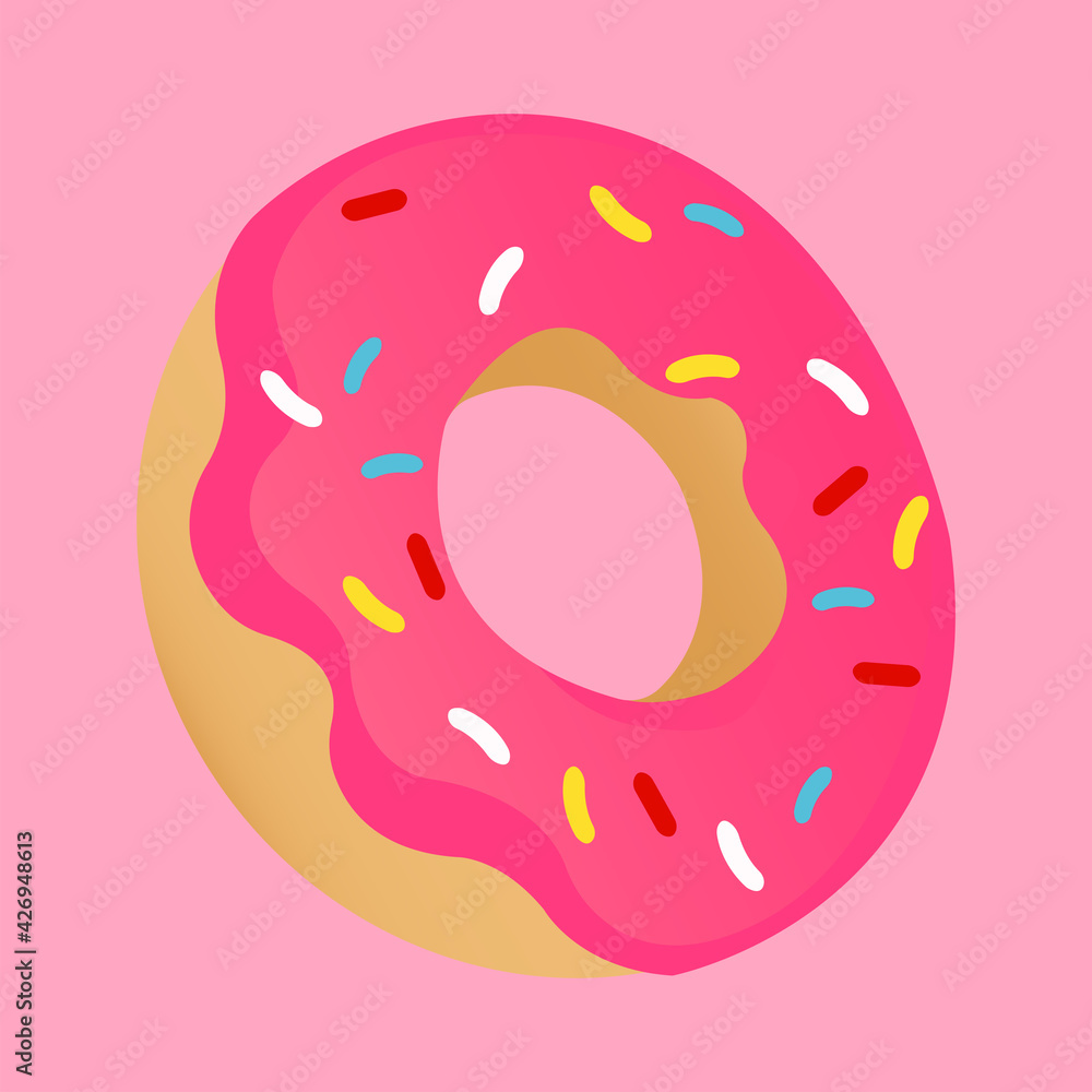 vector food of pink donut bread vector food of pink donut bread
