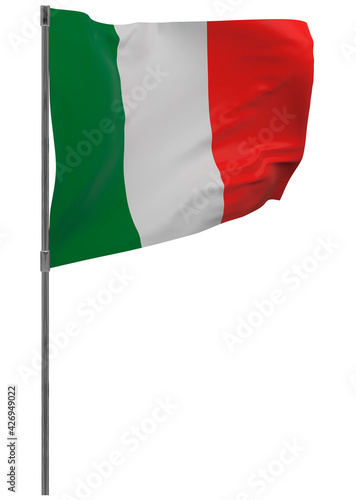 Italy flag on pole isolated