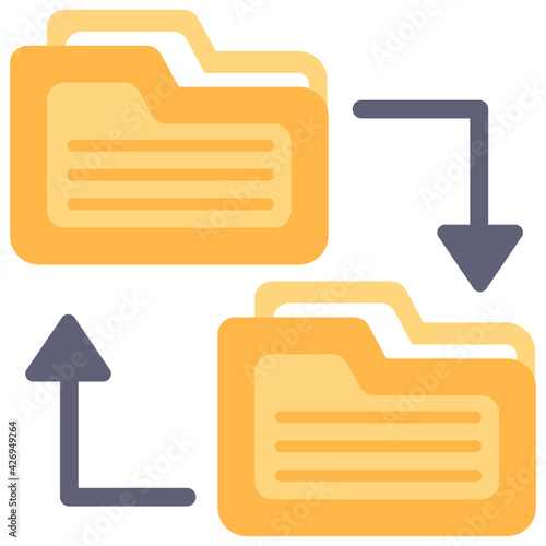 Files with sync arrows, icon of folder transfer