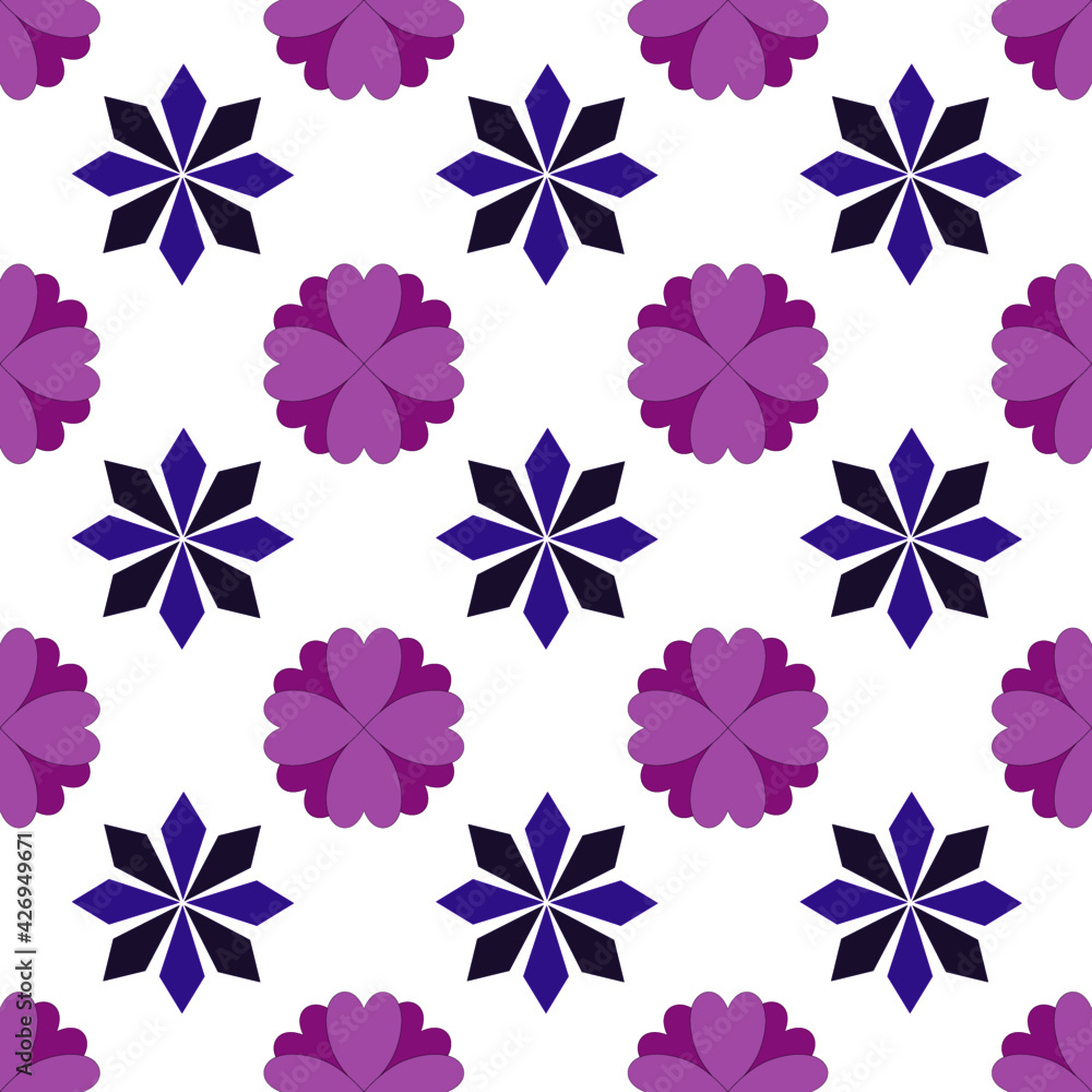Work pattern purple white background tile pattern curtain pattern clothing pattern Work pattern purple white background tile pattern curtain pattern clothing pattern