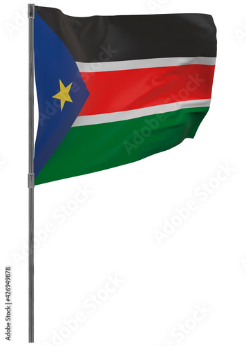 Free Download South Sudan flag on pole isolated - GFXLoad