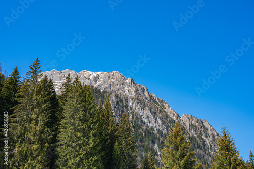 Obraz na płótnie High-rising rock in Bucegi mountain range in Romanian Carpathian mountains w salonie