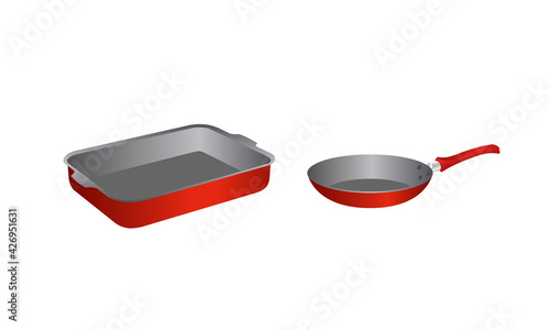 Baking tray and frying pan.