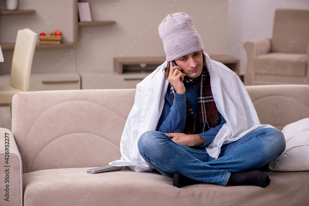 Young man suffering at home Young man suffering at home