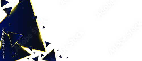 Abstract pattern of blue luxury triangles with gold on white background. Vector EPS 10