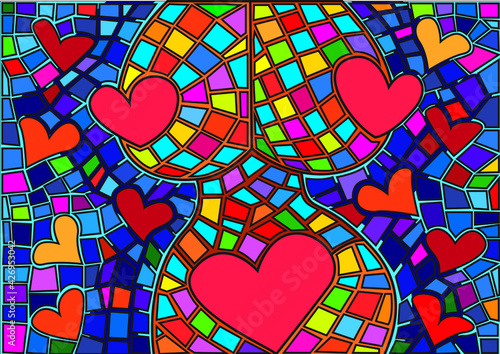 woman and heart colorful design moses stained glass and pattem background illustration vector