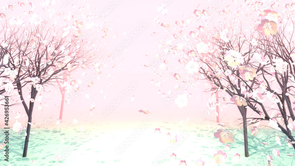 3d rendering picture of cherry blossom garden.