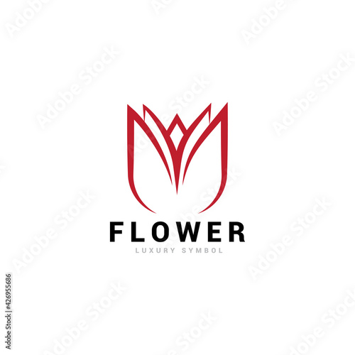 fancy flower logo with line art style.