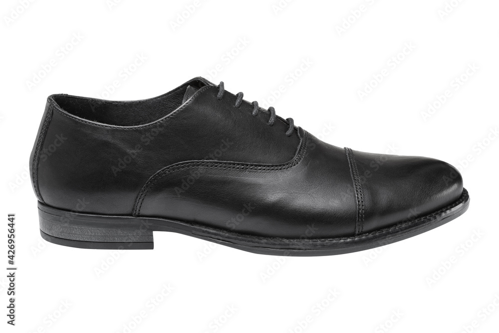 black classic modern leather shoe, on white background black classic modern leather shoe, on white background