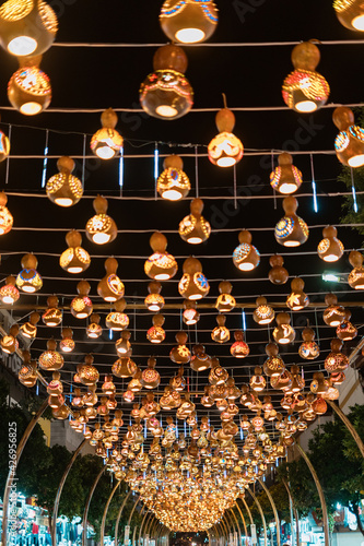 Beautiful Street view in Turkey with lights in the night photo