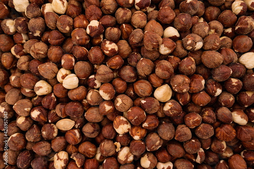 Hazelnuts as an abstract background texture