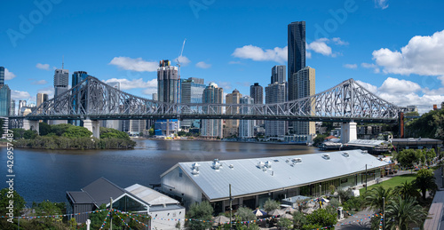 View of the Brisbane skyline looking over the Howard Smith Wharves, Brisbane River and the Story Bridge