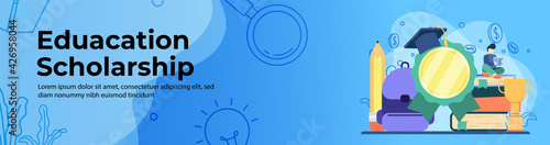 Education scholarship Web Banner Design. Student Loan, diploma scholarship header or footer banner.