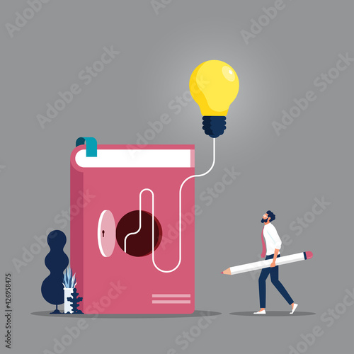 Business education and creativity-Knowledge and Learning concept, illustrations concept of book is knowledge and big idea for people, concept of education