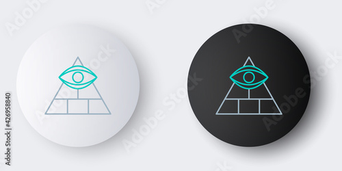 Line Masons symbol All-seeing eye of God icon isolated on grey background. The eye of Providence in the triangle. Colorful outline concept. Vector