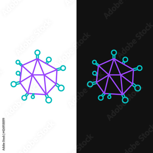 Line Virus icon isolated on white and black background. Corona virus 2019-nCoV. Bacteria and germs, cell cancer, microbe, fungi. Colorful outline concept. Vector